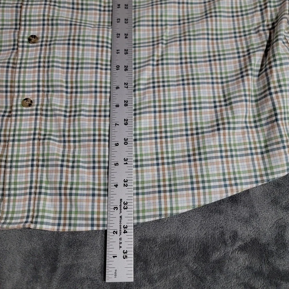 Cabelas Shirt Men 3XLT Tall Green Plaid Colorful Wrinkle Free Long Sleeve Pocket